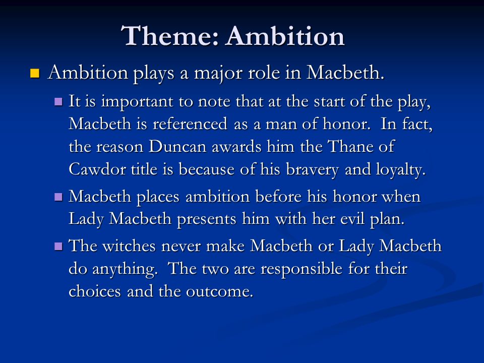 An analysis of macbeths representation of ambition